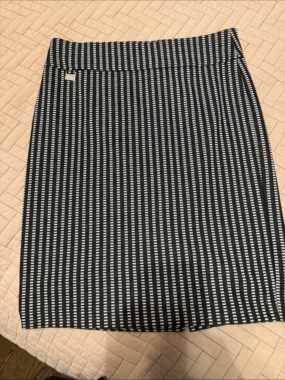 Classic Black and White Striped Pencil Skirt